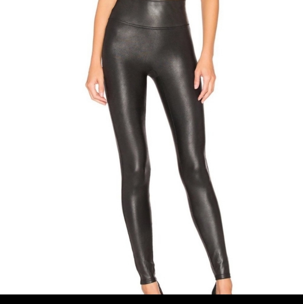 SPANX Women's Black Faux Leather Leggings